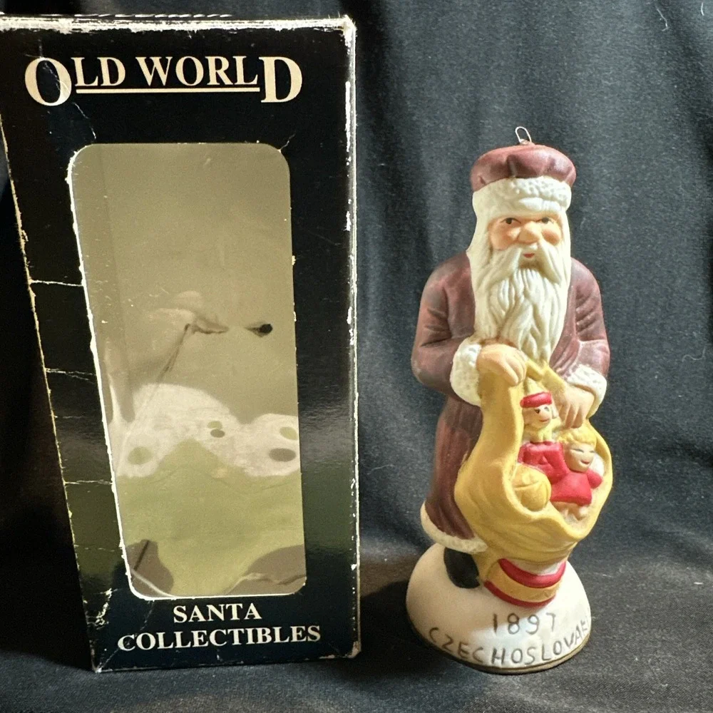 Vtg‎ Santa Claus Christmas 1897 Czechoslovakia Hand Painted Ornament Figure